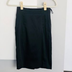 Black satin pencil skirt